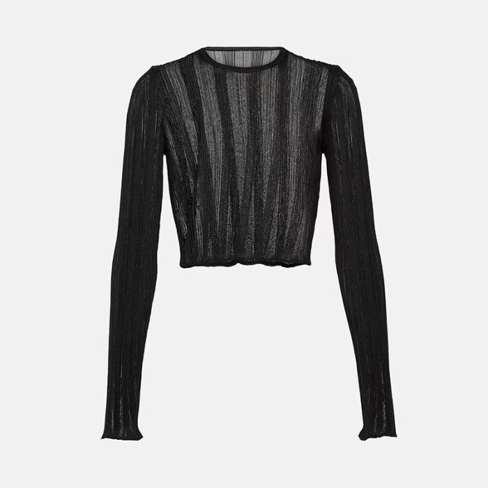 Pullover, Strickjacken | Transparentes Langarmshirt Mit Hohem Viskoseanteil  – Damen Damen Damen